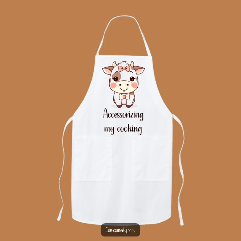 Funny Kawaii Cow Grin Apron - Silly Bow Kitchen Fun, Chef's Funny Gift!