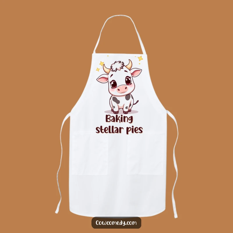 Funny Wondering Cow Catching Stars Apron: Cook with Cosmic Charm, Funny Gift