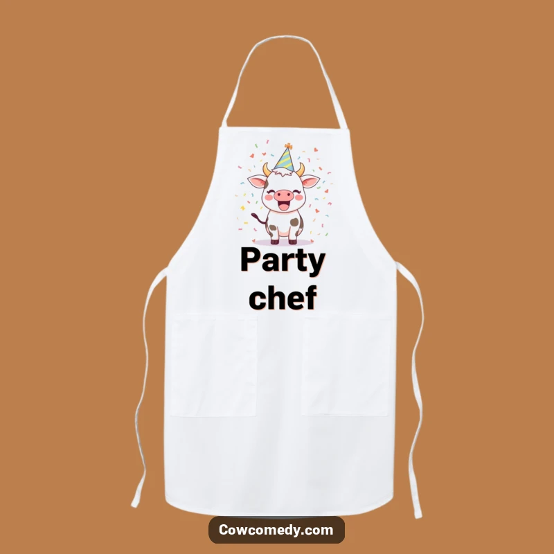 Funny Excited Cow Apron: Party Chef Gift, Kitchen Humor