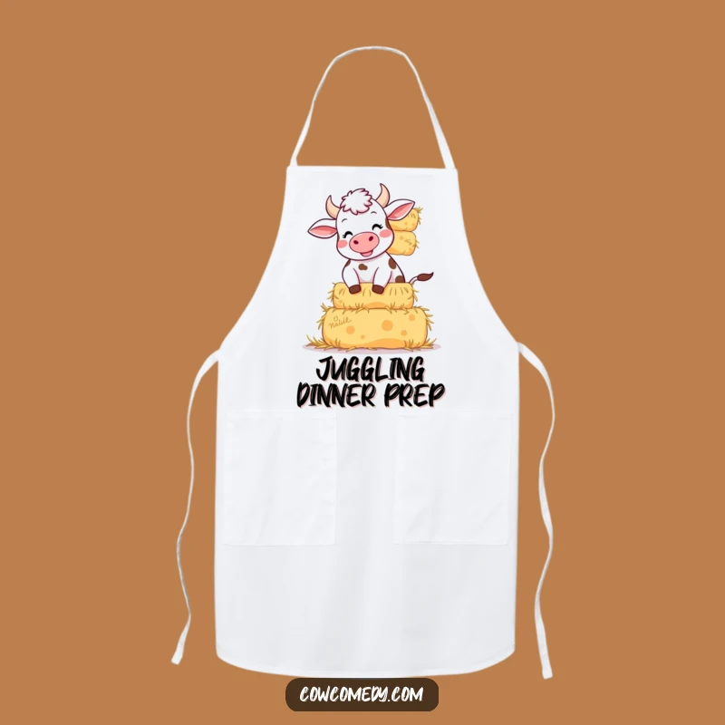 Funny Giggling Cow Apron: Hay Balancing Chef, Kitchen Funny Gift