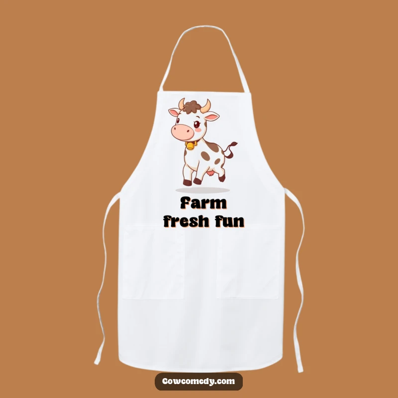 Funny Happy Bell Cow Apron: Cheerful Kitchen Humor Gift