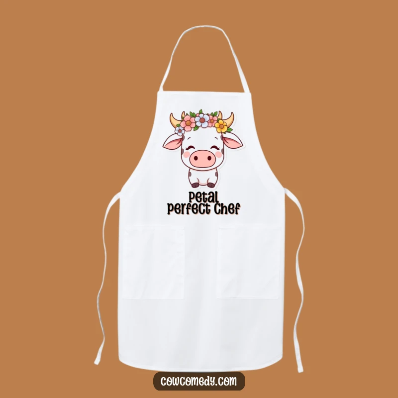 Funny Kawaii Cow Flower Crown Apron: Cook with Serene Style