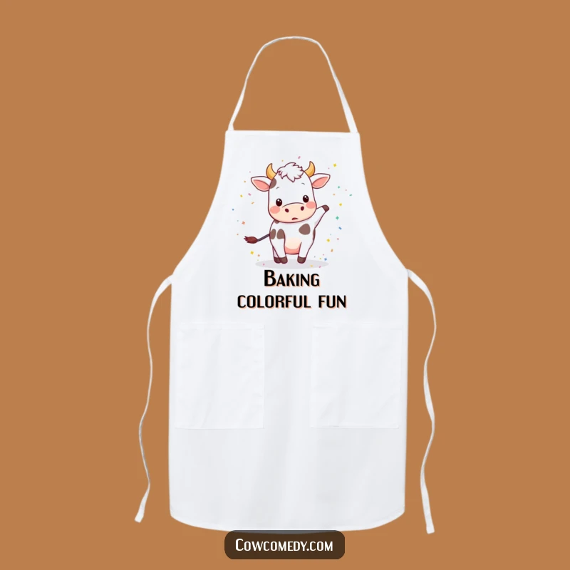 Funny Playful Cow Confetti Apron: Cook in Party Style, Charming Funny Gift