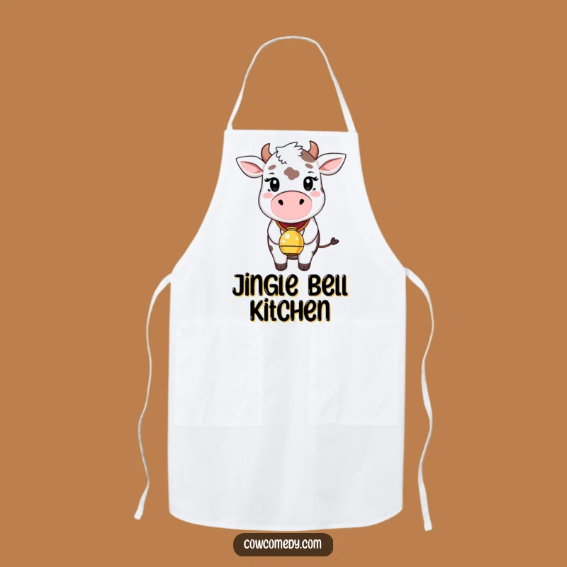 Funny Whimsical Cow Apron: Sparkle Bell Chef, Kitchen Funny Gift