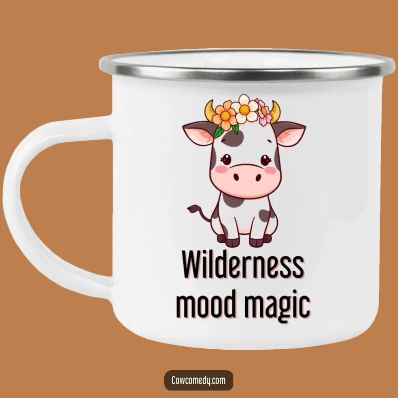 Adventure Ready Funny Kawaii Cow Camping Mug: Flower Crown Fun - Gift Idea