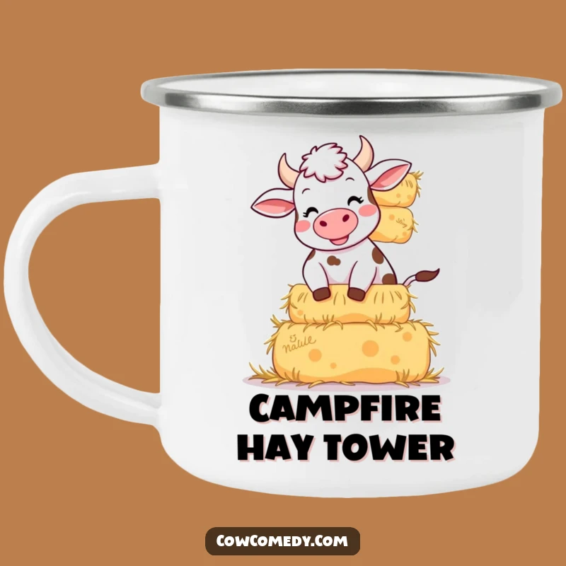 Funny Giggling Cow Camping Mug: Hay Balance Adventure, Rugged Funny Gift