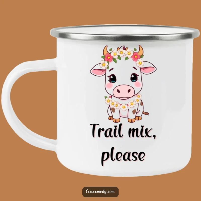 Funny Cow Floral Garland Camping Mug: Gentle Adventure, Perfect Funny Gift