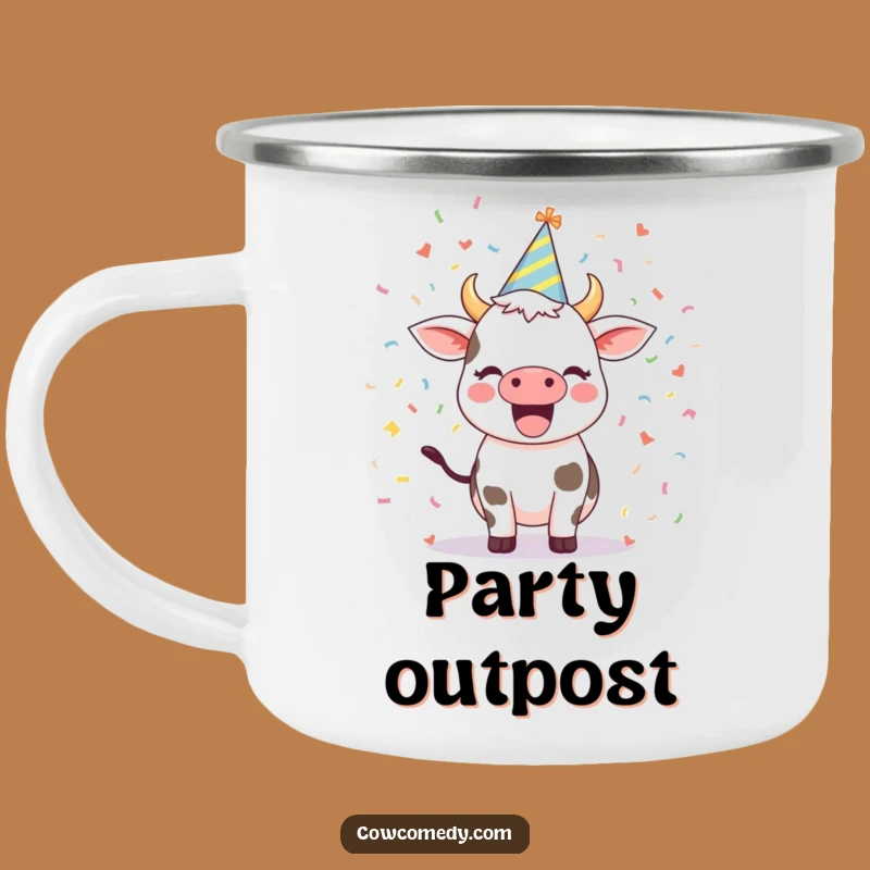 Funny Excited Cow Camping Mug: Party Adventure Cup, Gift