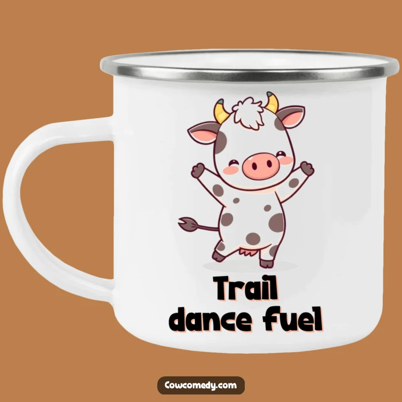 Funny Kawaii Cow Camping Mug - Spotted Dancer Enamel Cup, Gift Fun