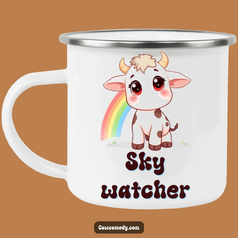 Funny Rainbow Cow Camping Mug - Curious Outdoor Drinkware Gift