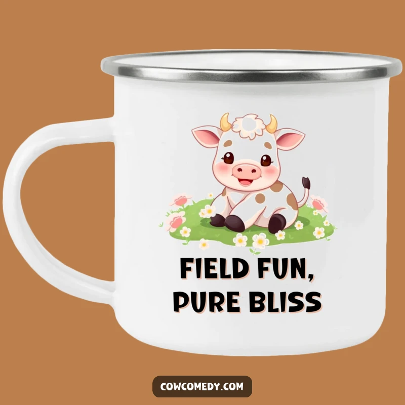 Funny Tiny Cow Camping Mug: Clover Rolling Adventure, Rugged Funny Gift