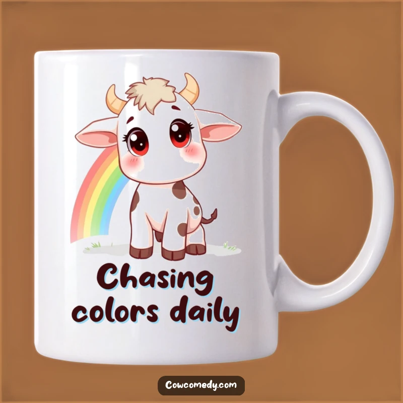 Funny Rainbow Cow Mug - Curious Big Eyes Cow Gift