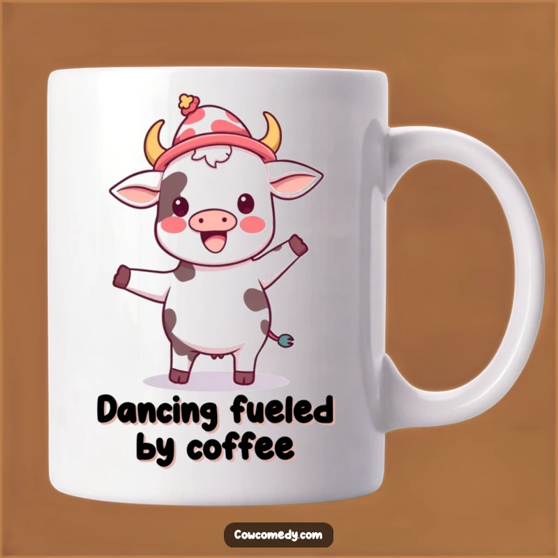 Funny Dancing Cow Silly Hat Mug - Joyful Kawaii Party Gift