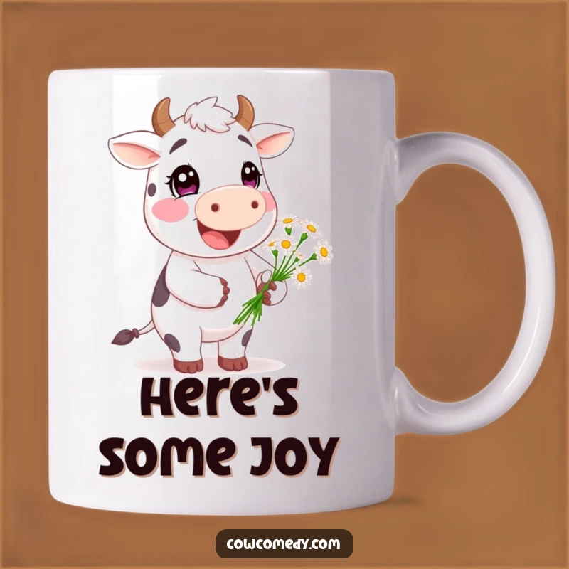 Funny Happy Daisy Cow Mug - Gift of Cheer for Cow Lovers, Whimsical