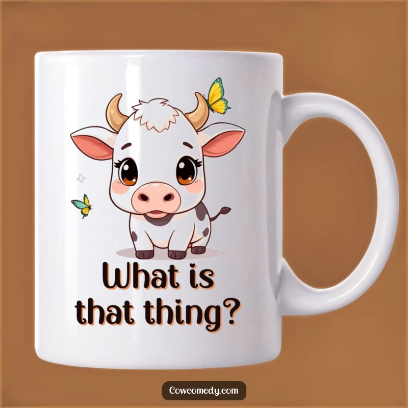 Funny Kawaii Cow Butterfly Watch Mug: Perfect Curious & Cute Gift for Her