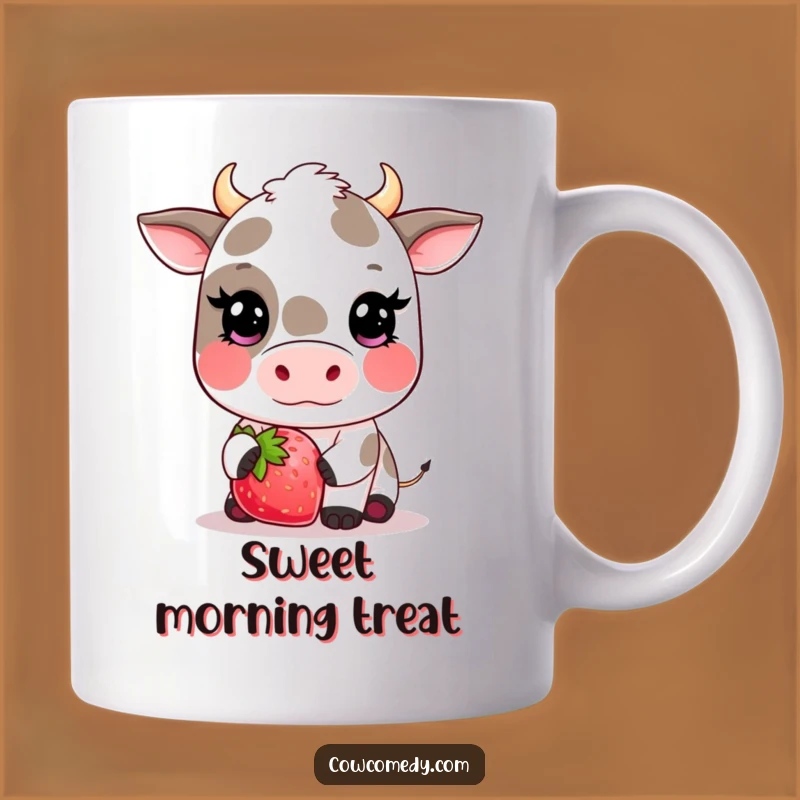 Funny Kawaii Cow Strawberry Mug - Sweet Blushing Farm Animal Gift