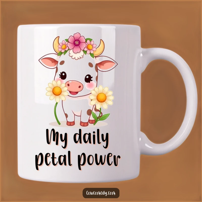 Kawaii Cow Daisy Muncher Funny Mug - Adorable Floral Cow Gift