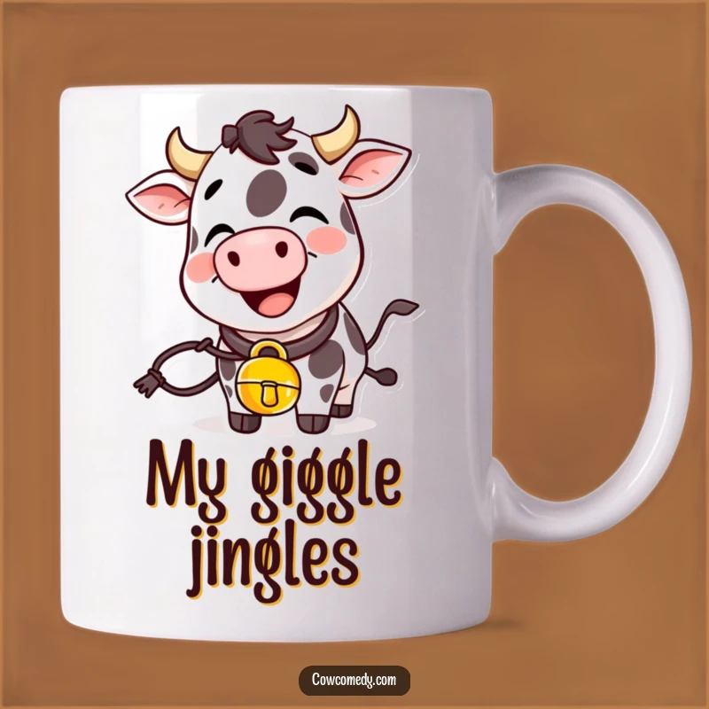 Funny Giggling Cow Mug With Cowbell Joyful Ringing A Hilarious Funny Gift
