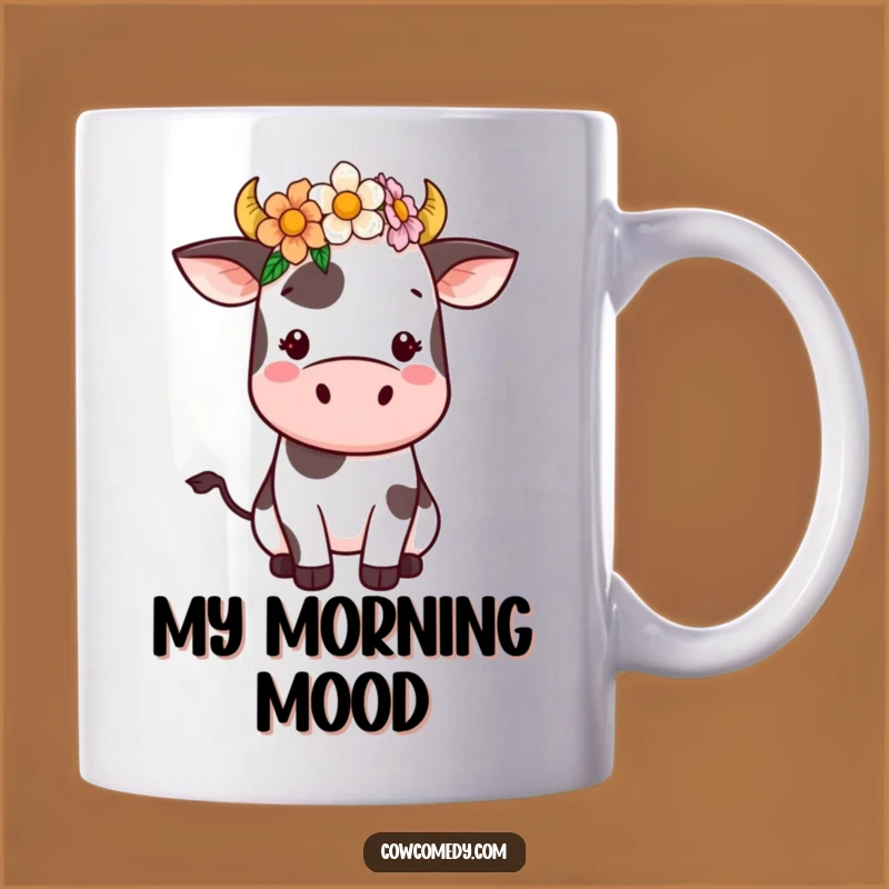 Funny Kawaii Cow Flower Crown Mug: A Hilarious Gift for Cow Lovers