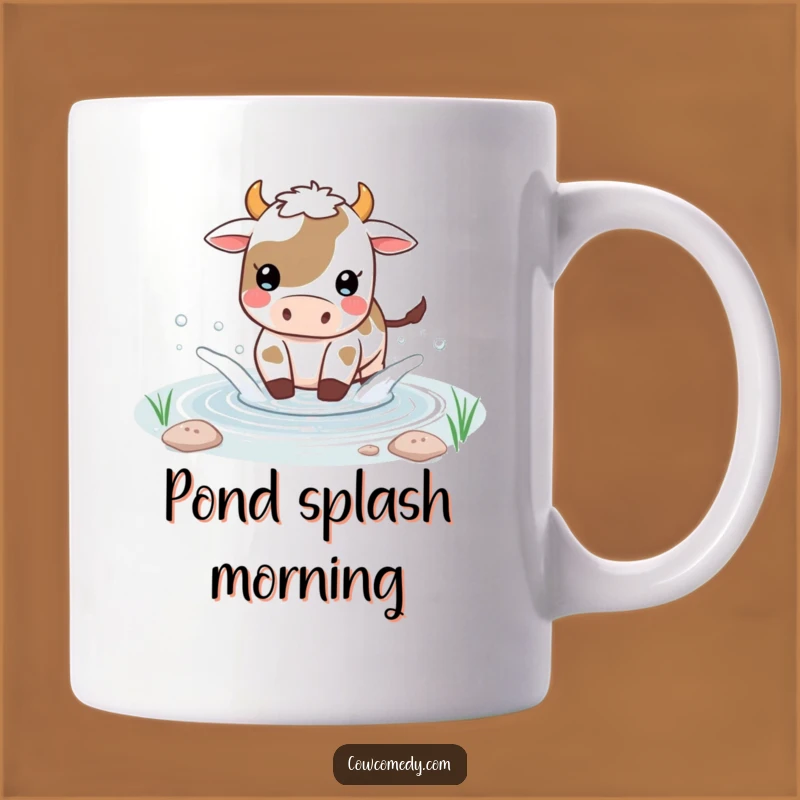 Funny Kawaii Cow Pond Splash Mug - Playful Water Fun, Perfect Funny Gift!