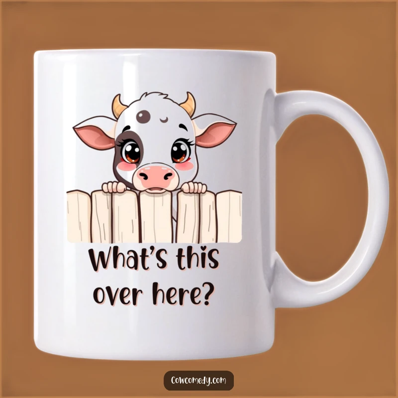 Funny Curious Cow Mug Peeking Over Fence A Hilarious Funny Gift