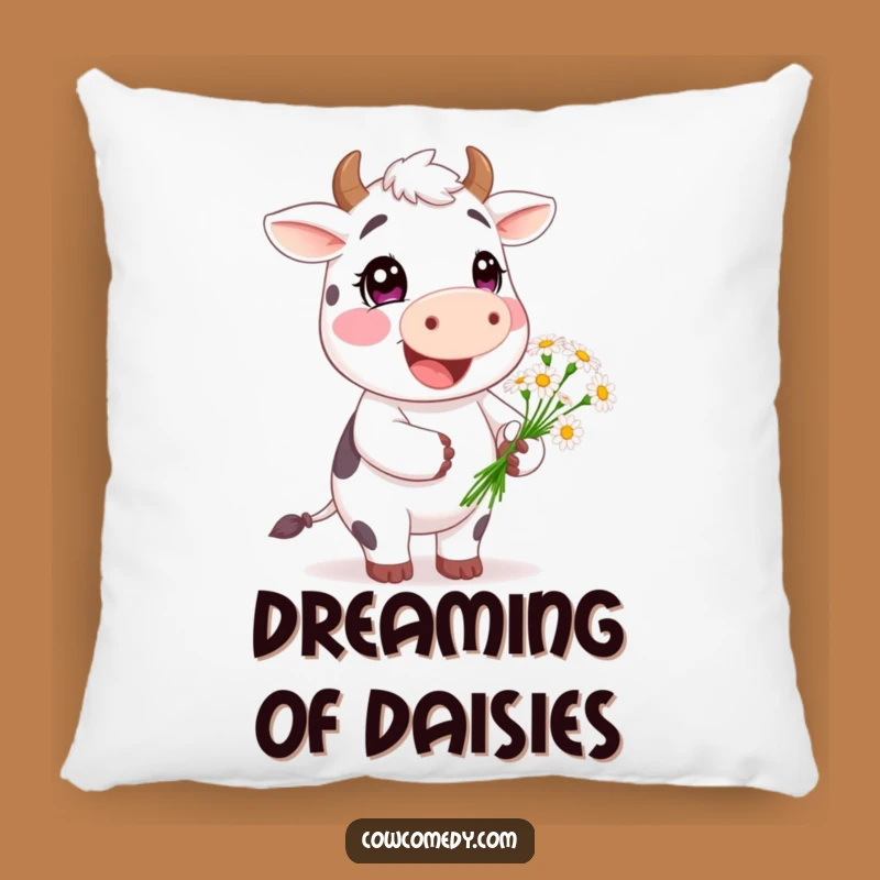 Funny Happy Cow Throw Pillow - Daisy Gifter Cushion, Cute Gift