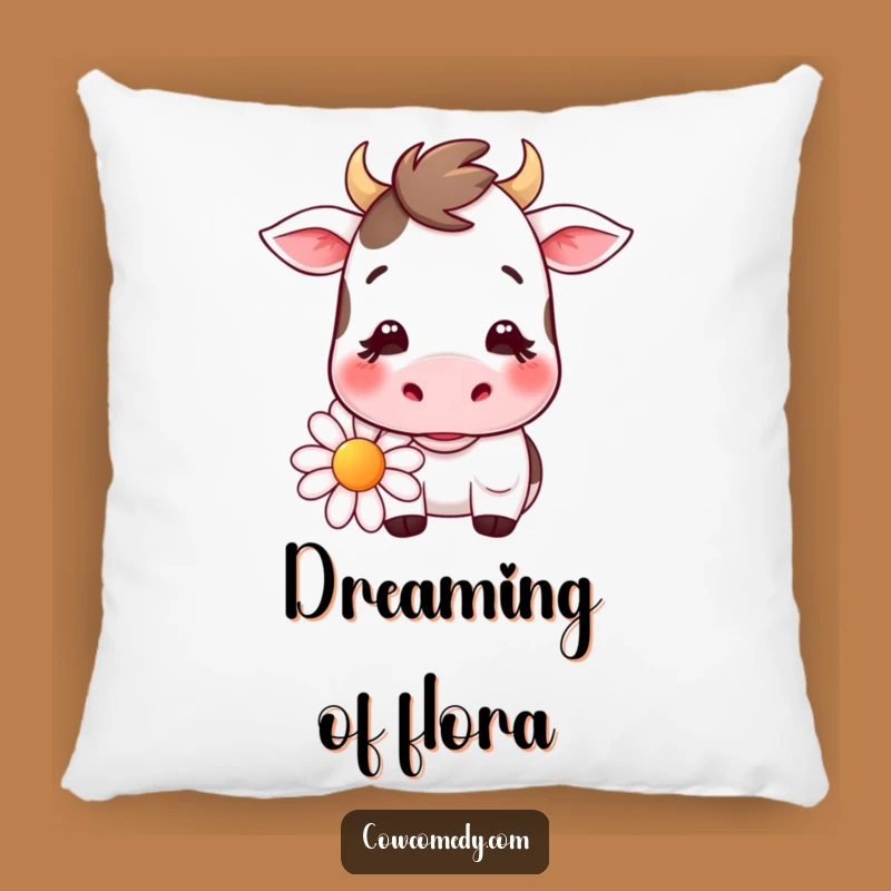 Funny Kawaii Cow Daisy Chew Pillow: Soft & Sweet Cuddle Buddy