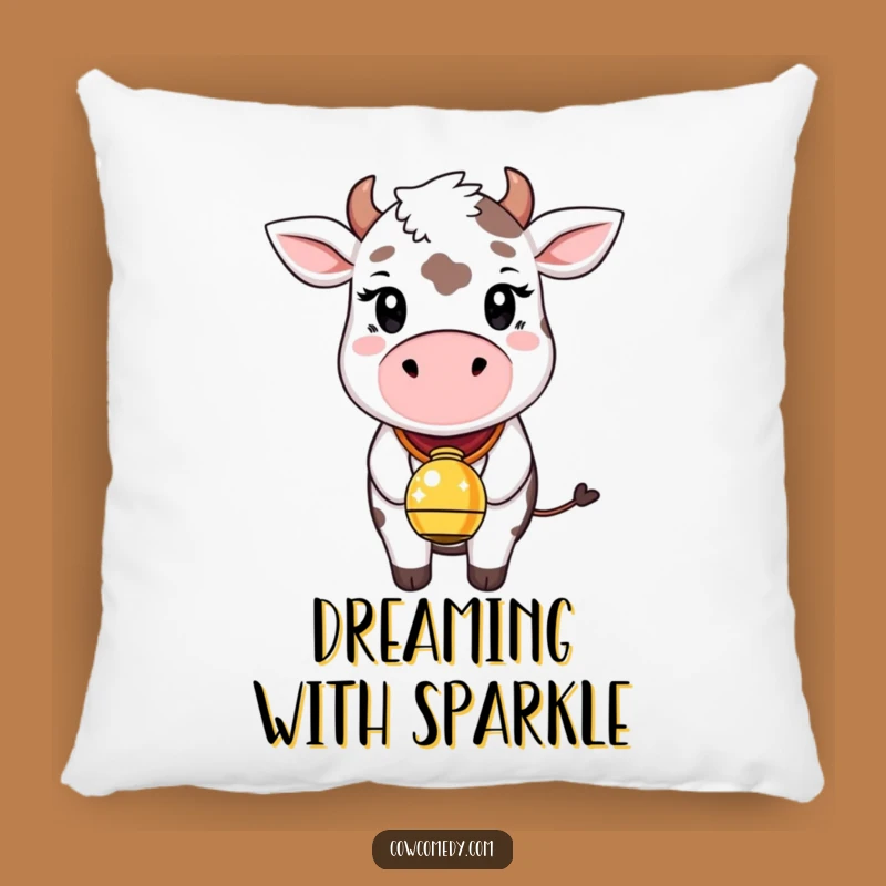 Funny Whimsical Cow Pillow: Sparkle Bell Comfort, Comfy Funny Gift