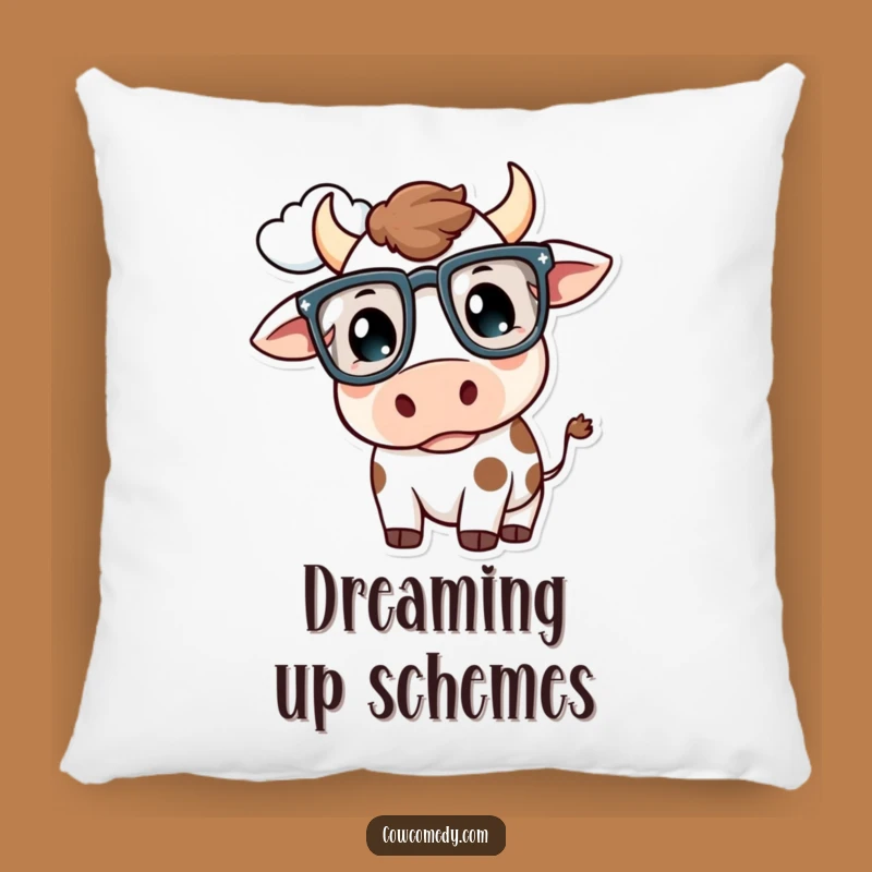 Funny Kawaii Cow Glasses Pillow: Cozy Thoughtful Cloud Cow Cushion Gift!