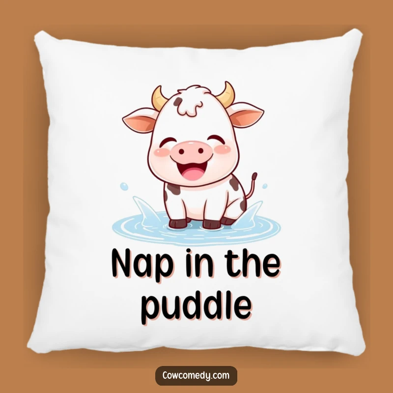 Funny Kawaii Cow Puddle Splash Pillow: Soft Cushion of Pure Joy