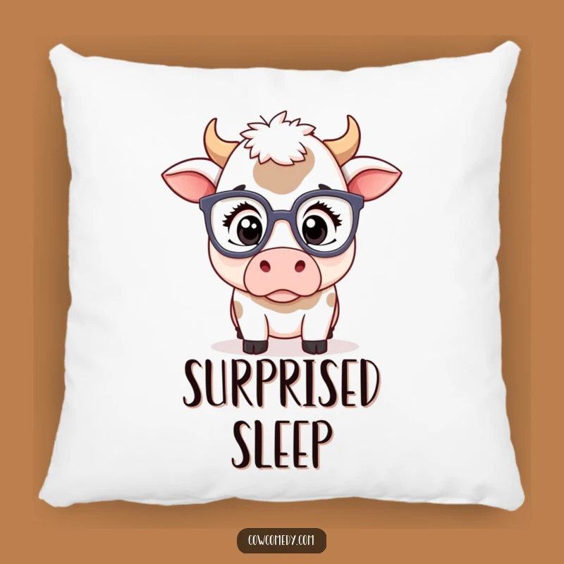 Funny Kawaii Cow Glasses Pillow - Cozy Surprised Throw Pillow Gift