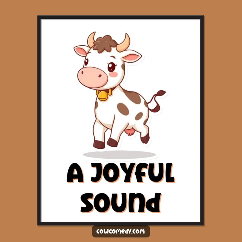 Funny Happy Bell Cow Digital Art: Cheerful Decor Gift