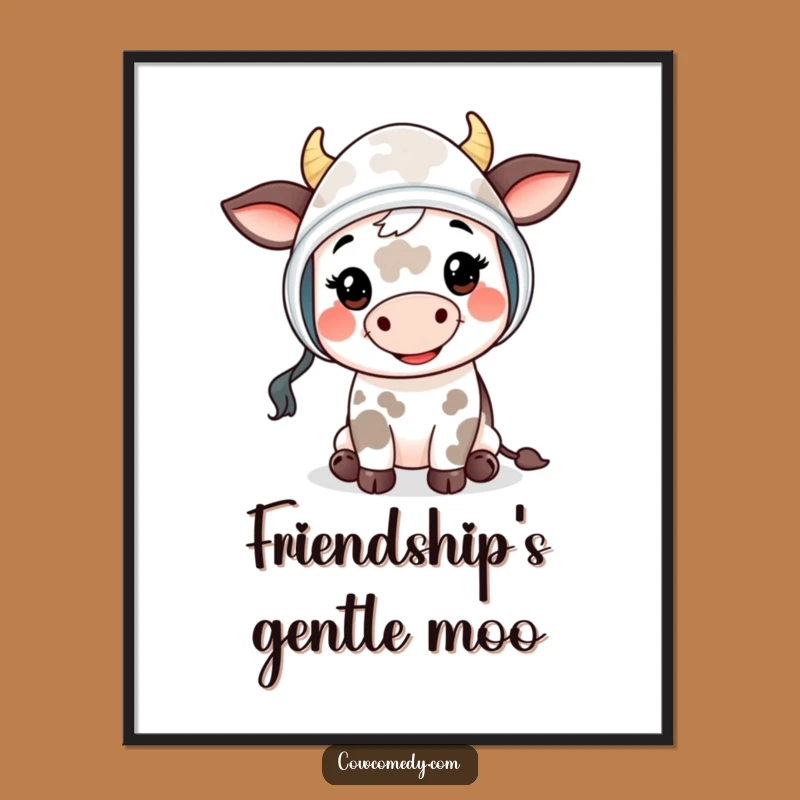 Funny Mooing Cow Kid Digital Print - Bonnet Wall Art, Instant Gift