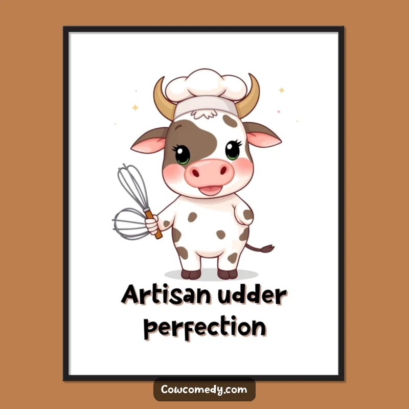 Funny Chef Cow Digital Art Print: Instant Whimsy for Your Walls, Unique Funny Gift