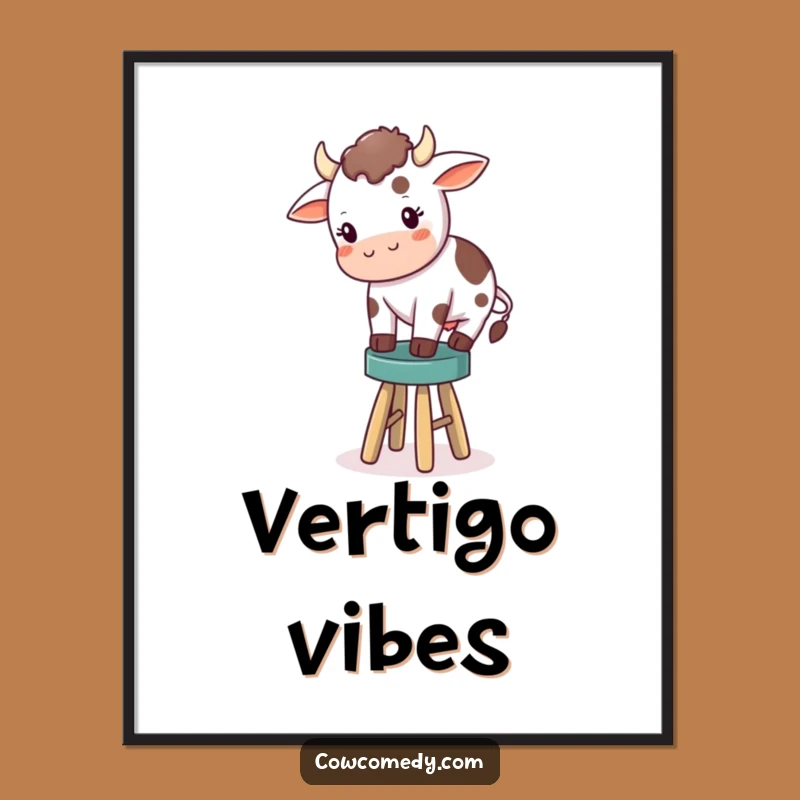 Funny Cow Balancing Stool Digital Art: Hilarious Farm Decor Gift