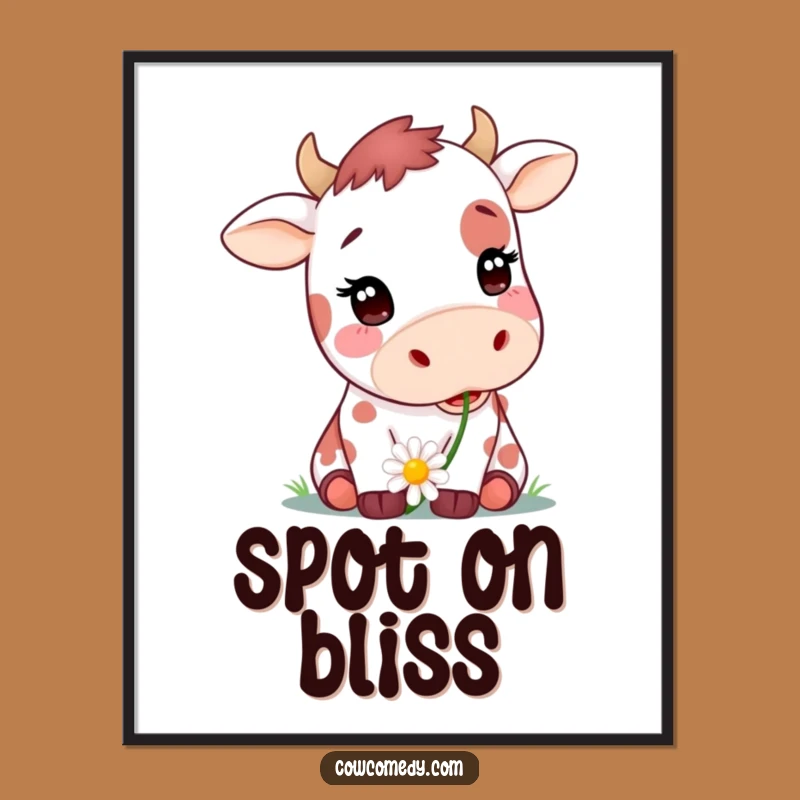 Funny Daisy Cow Digital Print - Adorable Spotted Cow Art Gift