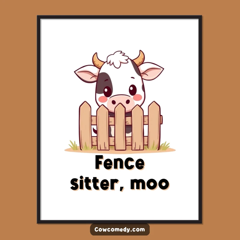 Funny Kawaii Cow Digital Art - Cute Peekaboo Farm Printable Gift