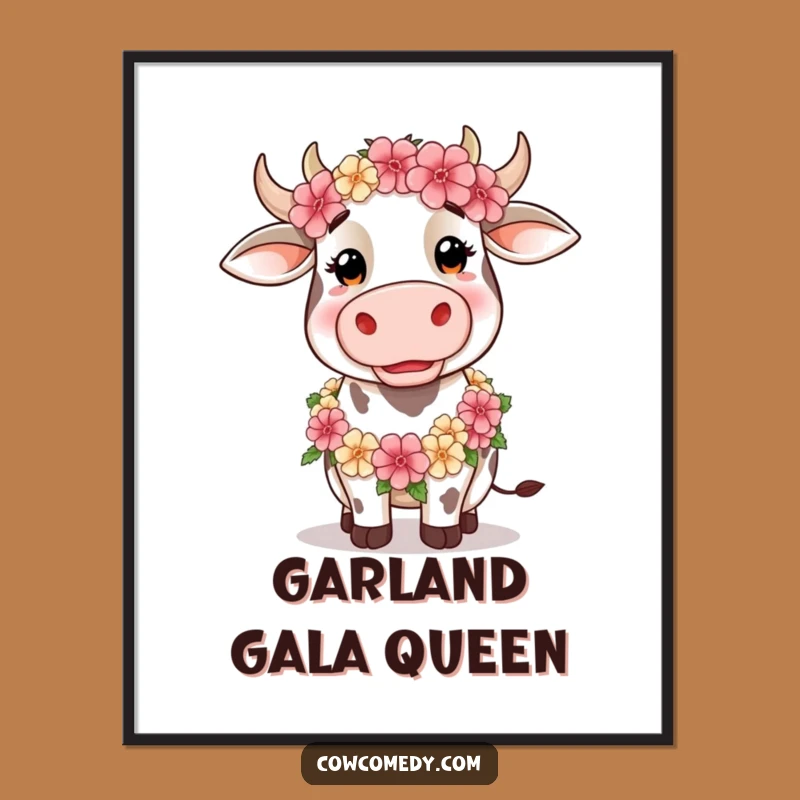 Funny Silly Cow Digital Art: Floral Whimsy, Hilarious Gift Download
