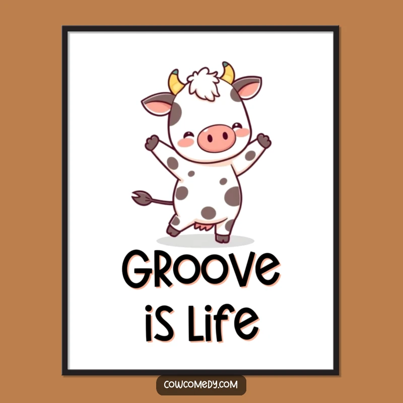 Funny Kawaii Cow Digital Print - Spotted Dancer Wall Art, Instant Gift