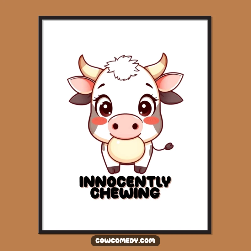 Funny Cow Cud Chewer Digital Art: Innocent Smile for Instant Decor