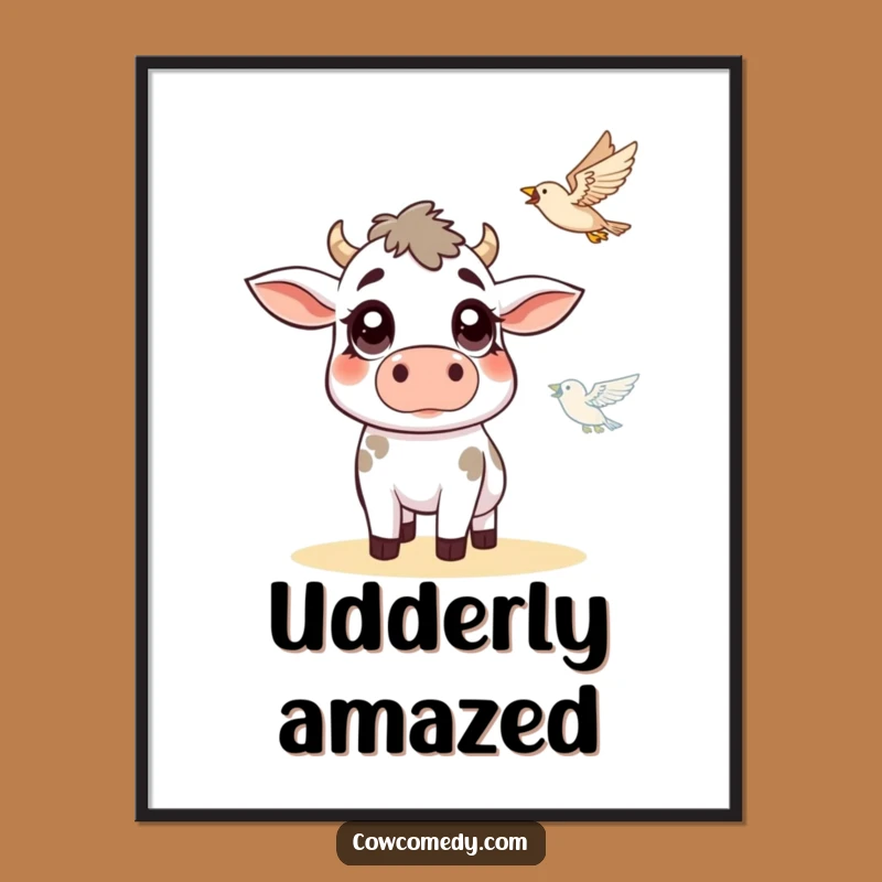 Funny Cow Bird Art Print: Hilarious Farm Decor, Perfect Digital Gift