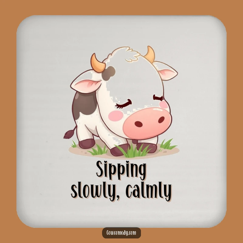 Funny Contented Cow Coaster: Protect Surfaces, Hilarious Gift for Homes