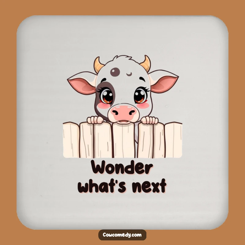 Funny Curious Cow Coaster Set Peeking Over Fence Protects Surfaces Funny Gift