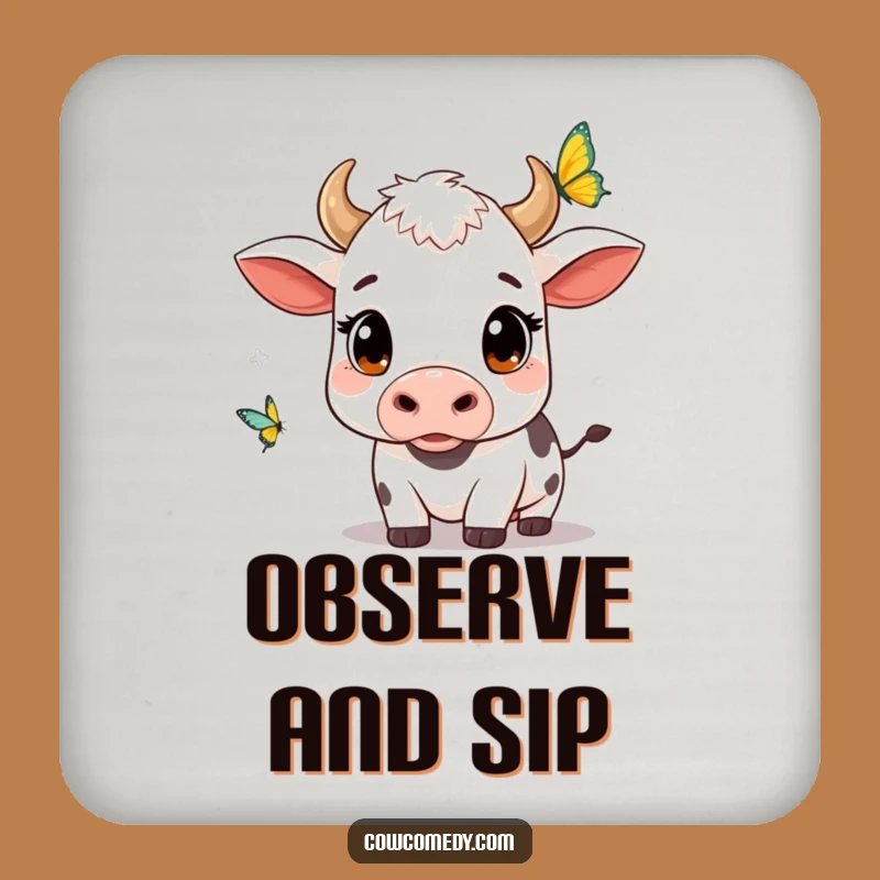 Funny Kawaii Cow Butterfly Watch Coasters: Protect Surfaces with Wonder