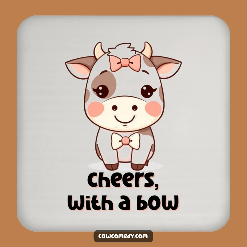 Funny Kawaii Cow Grin Coaster - Silly Protection, Cute Funny Gift!