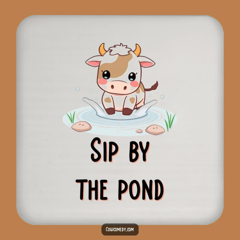 Funny Kawaii Cow Pond Splash Coaster - Water Protection, Cute Funny Gift!