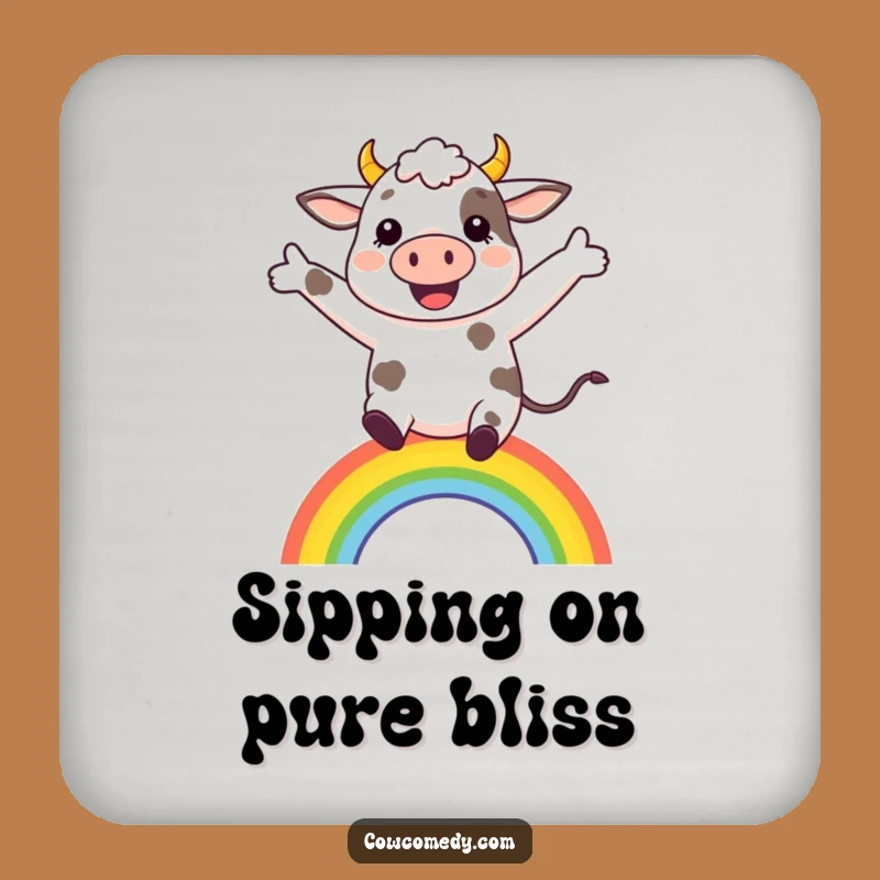 Funny Rainbow Cow Drink Coaster: Add a Splash of Joy to Your Table
