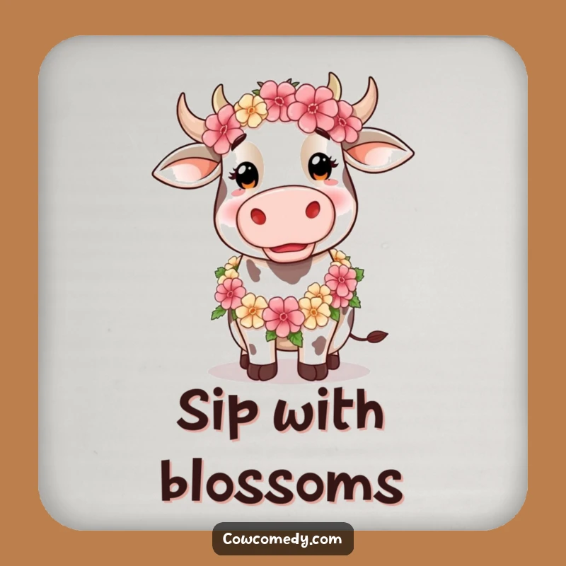 Funny Silly Cow Coaster: Floral Protection, Hilarious Gift