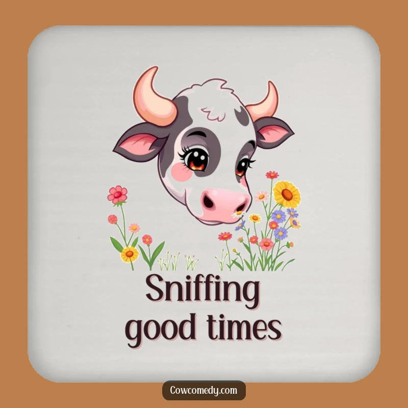 Funny Curious Cow Coaster: Wildflower Protection, Chic Funny Gift