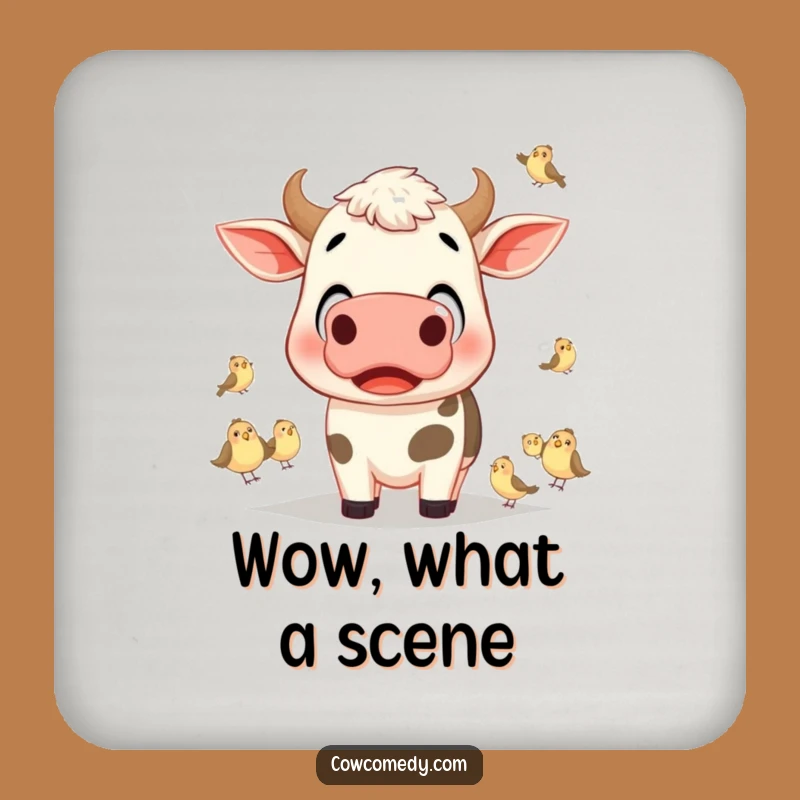 Funny Surprised Cow Drink Coaster: Protect Surfaces with Comedic Awe